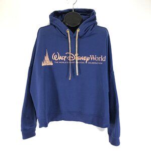 Walt Disney World 50th Anniversary Cropped Pullover Hoodie Women's Plus 2X Blue